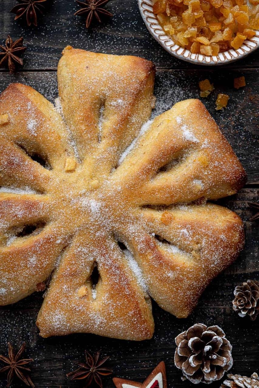Orange & Anise Snowflake Bread (Vegan Gibassier)